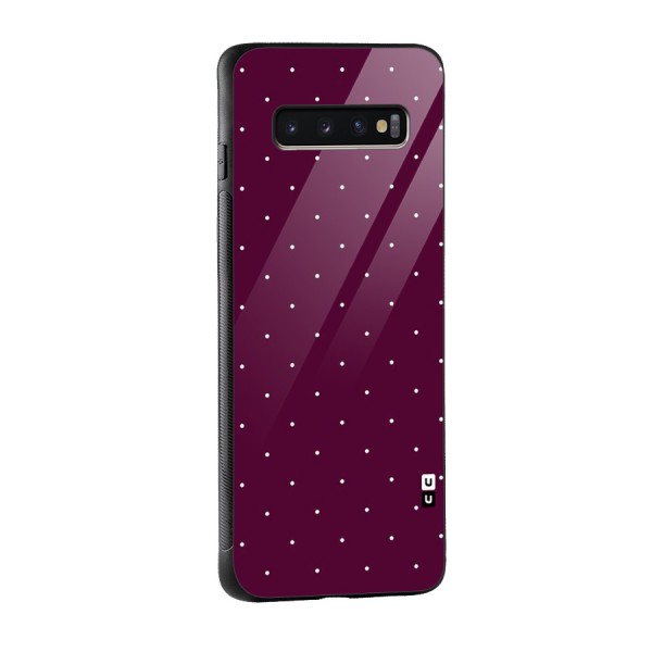 Purple Polka Glass Back Case for Galaxy S10 Plus