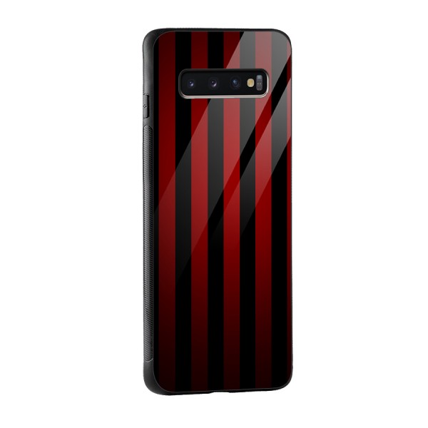 Red Black Stripes Glass Back Case for Galaxy S10 Plus
