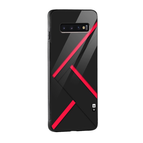 Red Disort Stripes Glass Back Case for Galaxy S10 Plus