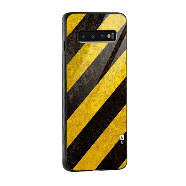 Shaded Yellow Stripes Glass Back Case for Galaxy S10 Plus