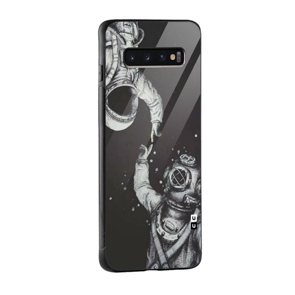 Space Meeting Glass Back Case for Galaxy S10 Plus