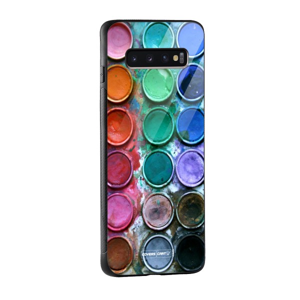 Water Paint Box Glass Back Case for Galaxy S10 Plus