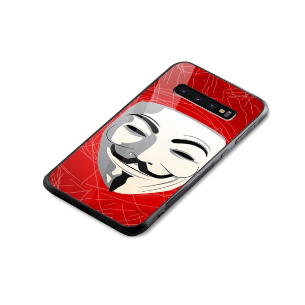 Anonymous Mask Abstract Glass Back Case for Galaxy S10 Plus
