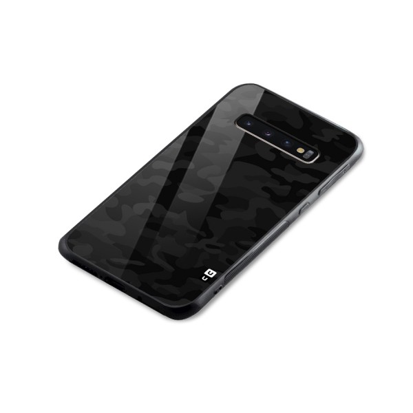Black Camouflage Glass Back Case for Galaxy S10 Plus