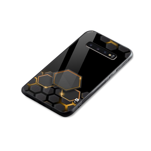 Black Gold Hexa Glass Back Case for Galaxy S10 Plus
