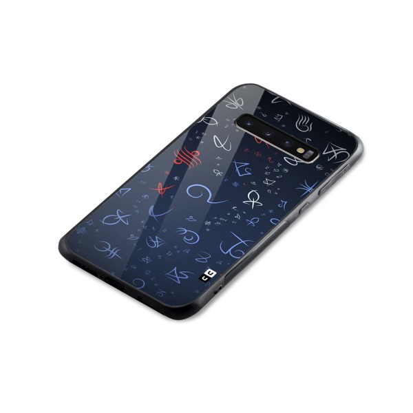 Blue Symbols Glass Back Case for Galaxy S10 Plus
