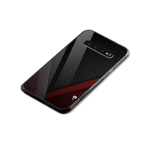 Classy Black Red Design Glass Back Case for Galaxy S10 Plus