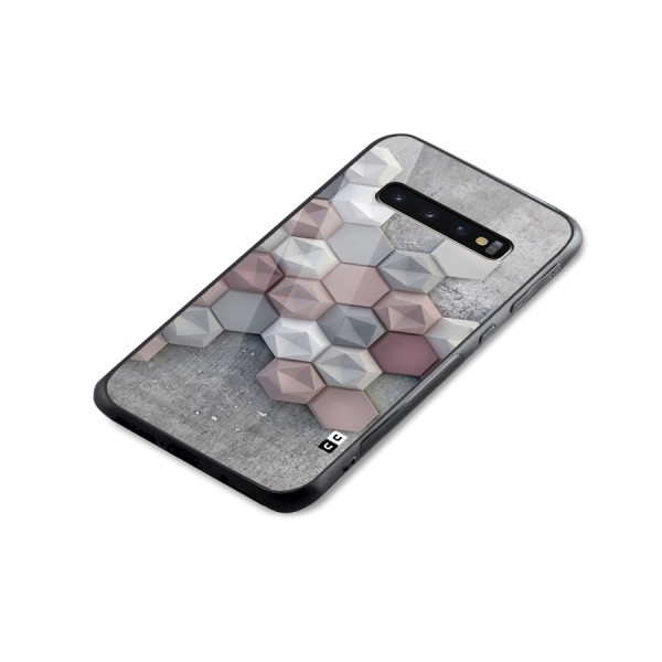 Cute Hexagonal Pattern Glass Back Case for Galaxy S10 Plus