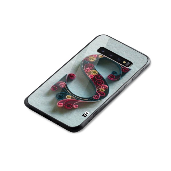 Floral Alphabet Glass Back Case for Galaxy S10 Plus