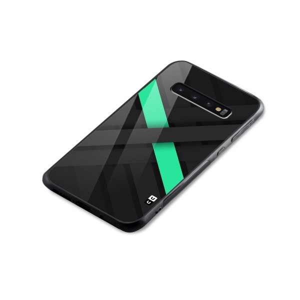 Green Stripe Diagonal Glass Back Case for Galaxy S10 Plus