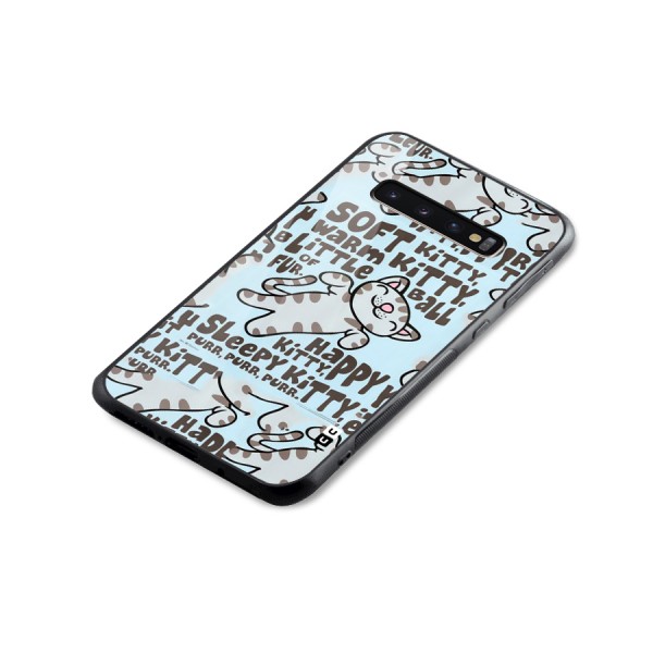 Kitty Pattern Glass Back Case for Galaxy S10 Plus