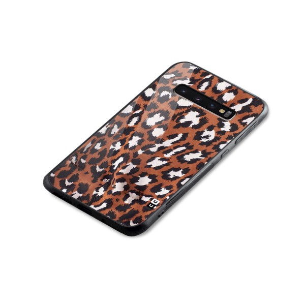 Leapord Design Glass Back Case for Galaxy S10 Plus