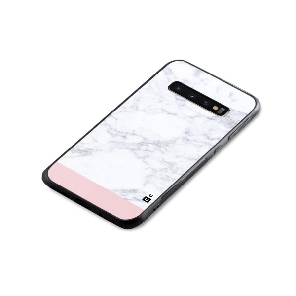 Pink White Merge Marble Glass Back Case for Galaxy S10 Plus