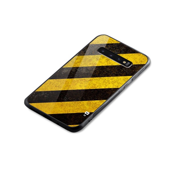 Shaded Yellow Stripes Glass Back Case for Galaxy S10 Plus