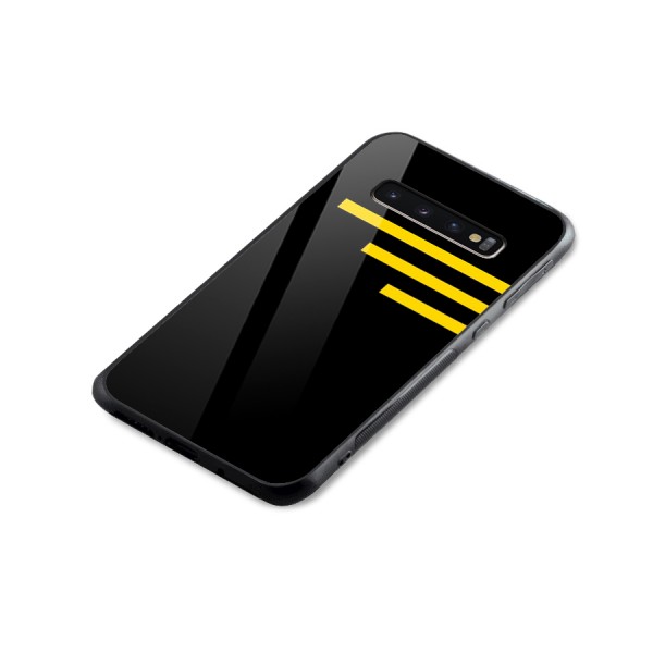 Sports Yellow Stripes Glass Back Case for Galaxy S10 Plus
