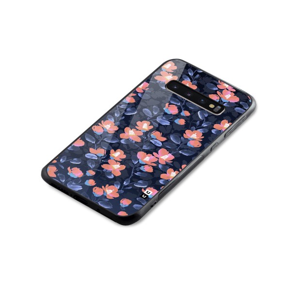 Tiny Peach Flowers Glass Back Case for Galaxy S10 Plus