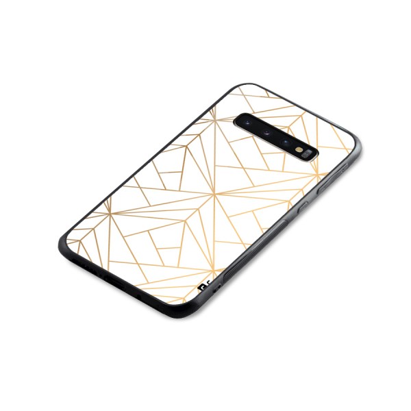 White Golden Zig Zag Glass Back Case for Galaxy S10 Plus