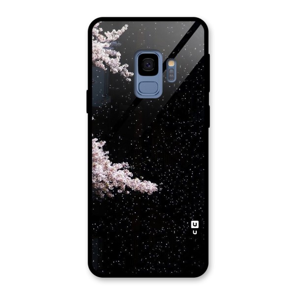 Beautiful Night Sky Flowers Glass Back Case for Galaxy S9
