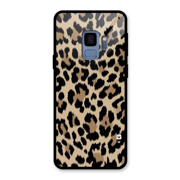Brown Leapord Print Glass Back Case for Galaxy S9