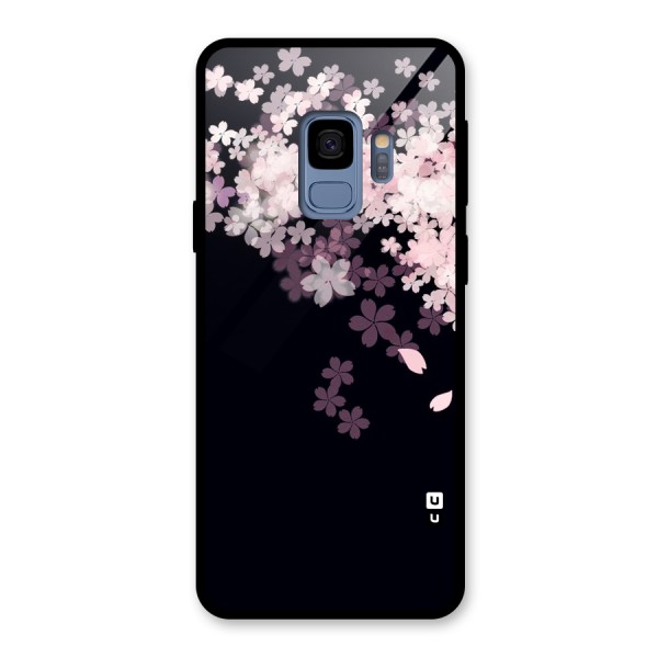 Cherry Flowers Pink Glass Back Case for Galaxy S9