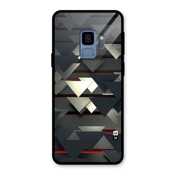 Classic Triangles Design Glass Back Case for Galaxy S9