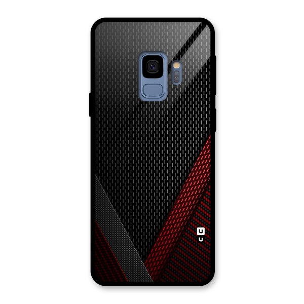 Classy Black Red Design Glass Back Case for Galaxy S9