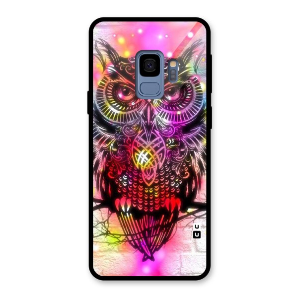 Colourful Owl Glass Back Case for Galaxy S9