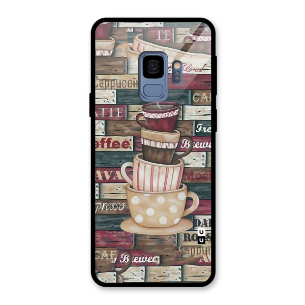 Cute Coffee Cups Glass Back Case for Galaxy S9