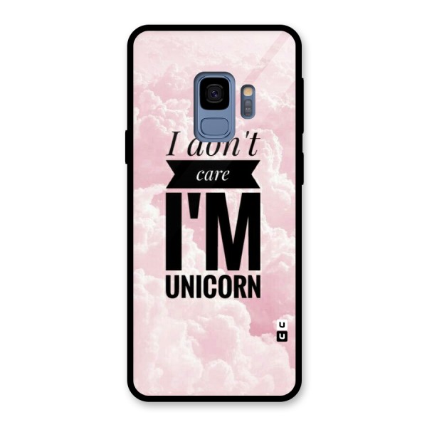 Dont Care Unicorn Glass Back Case for Galaxy S9