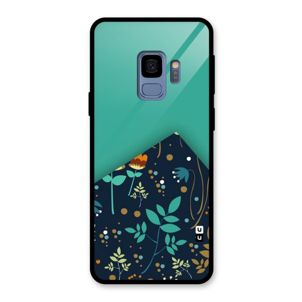 Floral Corner Glass Back Case for Galaxy S9