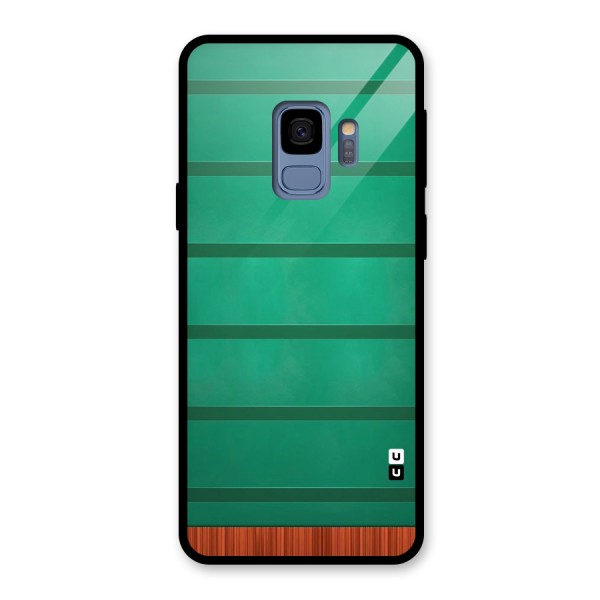 Green Wood Stripes Glass Back Case for Galaxy S9