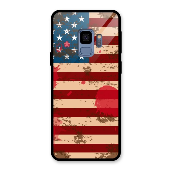 Grunge USA Flag Glass Back Case for Galaxy S9