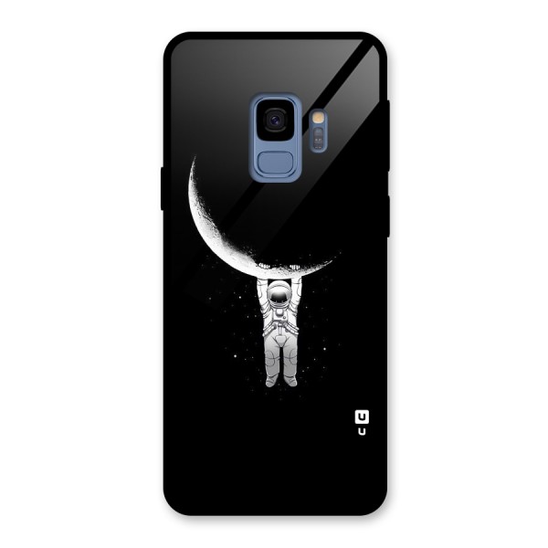 Hanging Astronaut Glass Back Case for Galaxy S9
