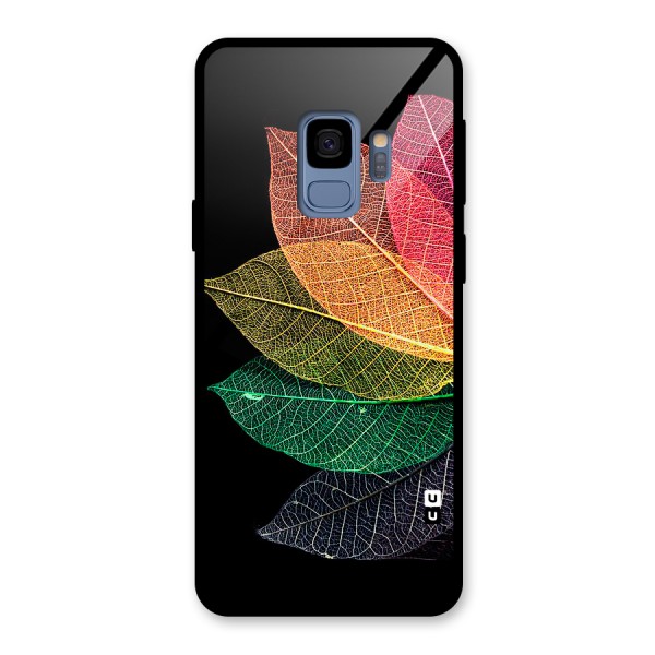 Net Leaf Color Design Glass Back Case for Galaxy S9