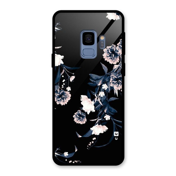 White Flora Glass Back Case for Galaxy S9