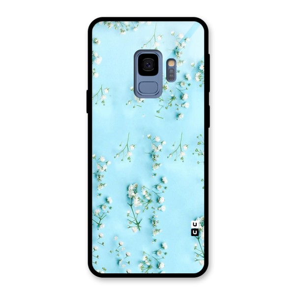 White Lily Design Glass Back Case for Galaxy S9