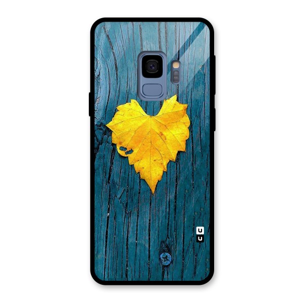 Yellow Leaf Glass Back Case for Galaxy S9