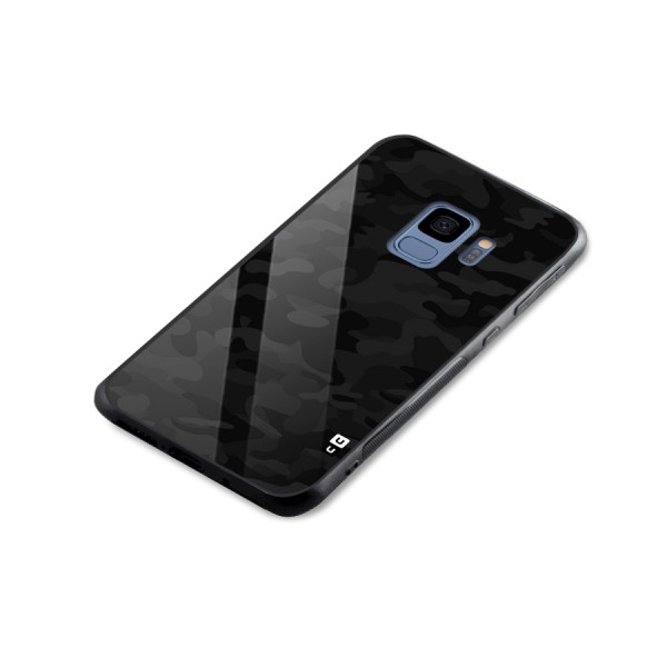 Black Camouflage Glass Back Case for Galaxy S9