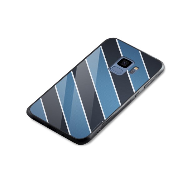 Blue Black Stripes Glass Back Case for Galaxy S9