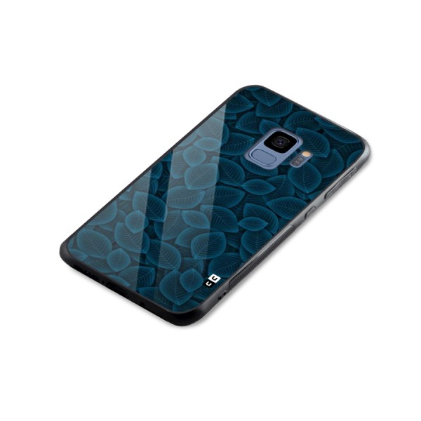 Blue Thin Leaves Glass Back Case for Galaxy S9