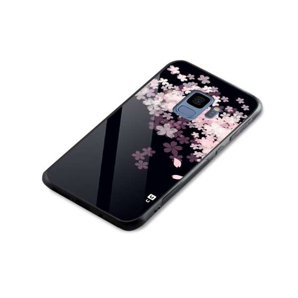 Cherry Flowers Pink Glass Back Case for Galaxy S9