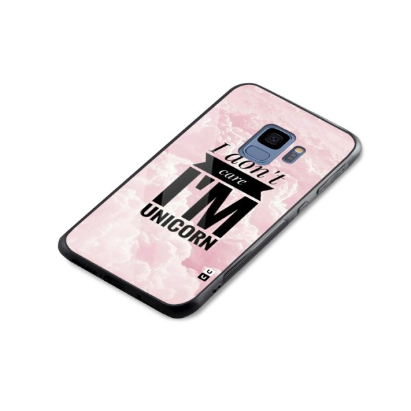 Dont Care Unicorn Glass Back Case for Galaxy S9
