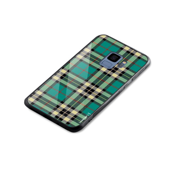 Green Check Glass Back Case for Galaxy S9