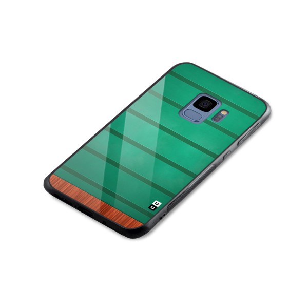 Green Wood Stripes Glass Back Case for Galaxy S9