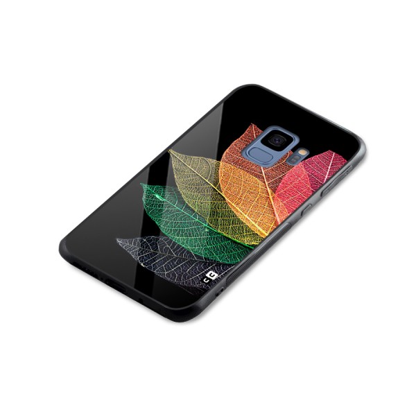 Net Leaf Color Design Glass Back Case for Galaxy S9