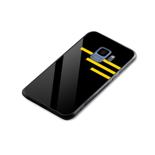 Sports Yellow Stripes Glass Back Case for Galaxy S9