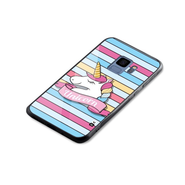 Unicorn Stripes Glass Back Case for Galaxy S9
