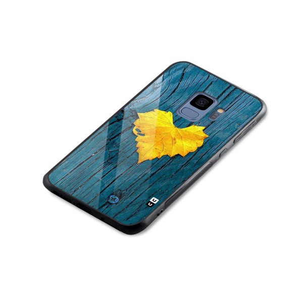 Yellow Leaf Glass Back Case for Galaxy S9