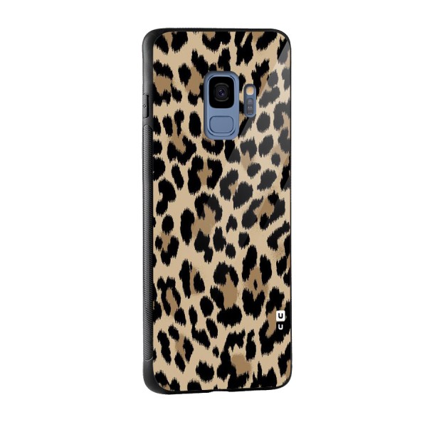 Brown Leapord Print Glass Back Case for Galaxy S9