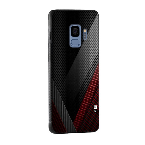 Classy Black Red Design Glass Back Case for Galaxy S9